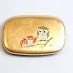日本 金箔漆器 可愛 貓頭鷹 手鏡（小判）