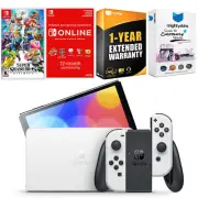 Nintendo Switch White OLED + Super Smash Bros Ultimate + NSO 1 Year Membership