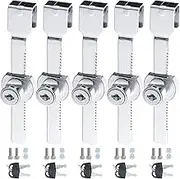 5 Pcs Showcase Lock, Zinc Alloy Security Glass Case Lock No Drill Sliding Glass Door Ratchet Lock Drawer Display Case Locks with Different Keys for 2-6mm Thick Glass Door