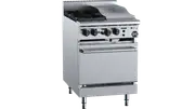 B+S Black Oven with Two Open Burners & 300mm Grill Plate Natural Gas