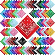 [Handepo] 200 Pcs Bandanas Bulk Colorful Paisley Bandanas Unisex Head Wrap Scarf Cowboy Bandanas Headband Handkerchief for Women Men