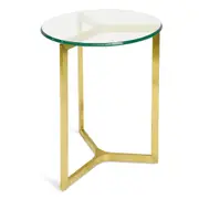 Janet Round Glass Side Table - Gold Base