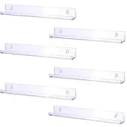 6 Pack Acrylic Invisible Kids Floating Bookshelf for Kids 15 Inch Clear
