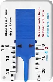 Tire Tread Depth Gauge - Portable Color-Coded Tyre Tread Measurement Tool | 0-20 Mm Gauge Tool, Handheld Gauge, Tire Depth Accurate Measurement for Most