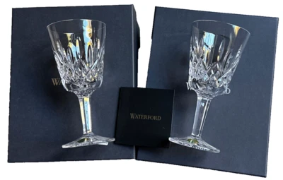 Waterford Lismore Crystal Wine Goblet 7” 10oz 1058121 Lot of 2 Boxes NEW Gift