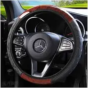 Car Steering Wheel Cover Mahogany Wood Pattern PU Leather Steering Wheel CoverAU