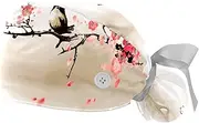 [WOSHJIUK] Working Hat 2 Pack Scrub Caps for Women,Cherry Lake Bird Flower,Tie Back Cap Adjustable Scrub Hat