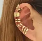 5 pc Gold tone Ear Cuff Helix Cartilage Clip On Wrap Earrings Fast Free Shipping
