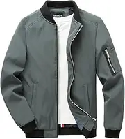 [sandbank] Men's Slim Fit Lightweight Softshell Flight Bomber Jacket Coat