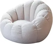 LASOUK Bean Bag Chair Cover (No Filler) for Teens And Adults, Stuffed Animal Storage Round Soft Fluffy Teddy Fleece Lazy Sofa Beanbag Cover for Living Room Furniture,White
