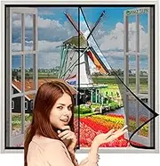 Magnetic Fly Screen Door Window 130x100cm Black Insects Curtain Mesh Mosquito Net Shuts Automatically Ultra Seal Easy to Install-for All Kinds of Window