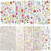 3200 Piece Gem Stickers for Crafts, Rhinestone Stickers, Gems for Crafts, Stick on Gems for Makeup, DIY, Eye, Nail, Assorted Sizes(Multicolor)