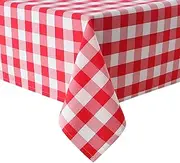 Hiasan Red and White Checkered Tablecloth Rectangle for Christmas - Stain Resistant, Waterproof and Washable Plaid Table Cloth for Picnic, Holiday Dinner and Kitchen, 60 x 120 Inch
