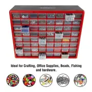 64 Drawers Storage Box Tools Crafts Beads Table Top Wall Mountable Bin Sorter