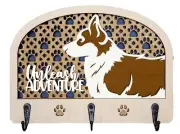Pembroke Welsh Corgi Dog Leash Holder 8 1/4" Wx6" Handcrafted Gift Dog Lover