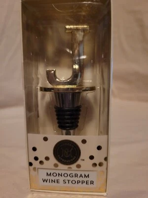 Modern Expressions Letter "J" Monogram Wine Stopper Metal Gold New In Box