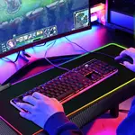 RGB GAMING MOUSE PAD LED LARGE MOUSE PAD ANTI-SLIP RUBBER BA