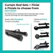 Curtain Rod Set Extendable Double Rod 1.1 to 3.0M Black