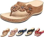 [FLASHWIST] Orthotic Sandals for Women with Flower Arch Support Comfortable Open Toe Wedge Sandals