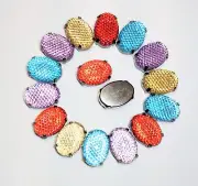 Sew On Oval Acrylic Stones Flat Back Claw Cup Crafts Beads Lot Mult 23mm 25 pcs