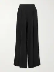 [Norma Kamali] Norma Kamali - Pleated Stretch-jersey Wide-leg Pants - Black - small small Black