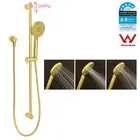 Brushed Gold 3 Mode Hand Held Shower Head Set 850mm Sliding Shower Rail Slider