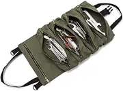 Super Roll Tool Roll,Multi-Purpose Tool Roll Up Bag, Wrench Roll Pouch,Canvas Tool Organizer Bucket,Car First Aid Kit Wrap Roll Storage Case,Hanging Tool Zipper Carrier Tote, Car Camping Gear
