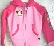 PAUL FRANK Hoodie Jacket Pink Full Zipper Front Ho0ded Fleece $44 Girls Sz 5