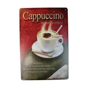 Tin Sign Cappuccino Coffee Sprint Drink Bar Whisky Rustic Look