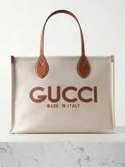 [Gucci] Gucci - Leather-trimmed Printed Canvas Tote - Brown - One size One size Brown