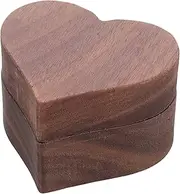 Healeved Heart Shaped Wooden Ring Box Magnetic Opening Small Engagement Ring Present Box for Proposal Compact Design for Couples Lightweight Jewelry Storage