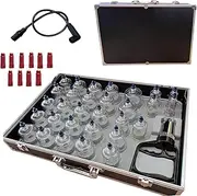GGFSSQ Cupping Therapy Set, Portable Vacuum Cupping Massage Back, with 30 Massage Cups, for Back Pain Relief Physical Therapy with Hand Pump and with Aluminum Carrying Storage Box