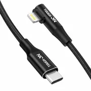 Tough On USB C to Lightning Cable 24W Right Angle Lightning Fast Charging Cable 1M Black