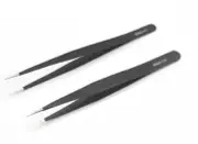 2pc Anti-static ESD Stainless Steel Tweezers Straight Tweezers Electronics 11-12