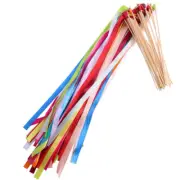 20Pcs Ribbon Party Streamers With Bells For Fairy Stick Celebrations