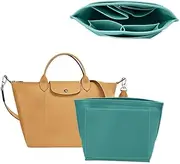Chispee Felt Purse Organizer Insert Luxury Handbag Organizers for Longchamp Organizer Insert Divider Pocket & Zipper Inner Bag Liner fit Medium, Coral Blue