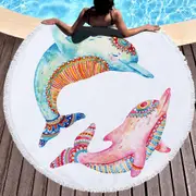 Two Dolphins on Water Absorbent Sandproof Quick Dry Round Beach Towel Beach Blanket Beach Mat 59 Inches Diameter 40009-1