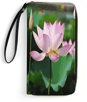 [BFGWK] Large Wallet Novelty Lotus Printing Long Wallet With Zipper Leather Wallet Suitable For Both Men And Women, style, 19.7x10.5cm