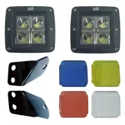 2 Inch LED Cube Pod Lights w/ Covers A-Pillar Brackets Fits Arctic Cat Wildcat