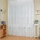 Transparent Flower Pattern Sheer Curtain Gauze Tulle Curtain Living Room