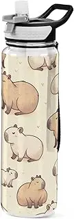 [senya] Catroon Cute Capybaras Sport Water Bottle with Straw Tritan Clear Bottle for Outdoor Gym Travel