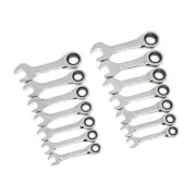GearWrench Wrench Set SAE/Metric Stubby Combination Ratcheting Steel 14 Piece