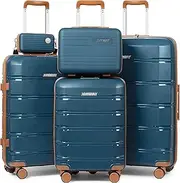 [Joyway] Luggage Sets, Lightweight Rolling Hardside Carry On and Checked with TSA Lock, Dark Blue, 5-Piece(7/14/20/24/28), Polypropylene (Pp) Hard Suitcase With Swivel Wheels and Tsa Lock