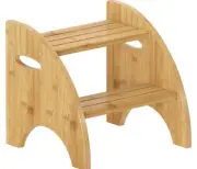 NEW Bamboo Step Stool, Kitchen & Bathroom- Kids Durable Toddlers Adults, 2 Step