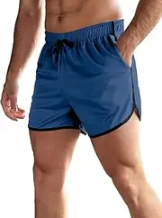[OEBLD] Mens Running Shorts 3 Inch Breathable Quick Dry Workout Athletic Short Shorts with Zipper Pockets