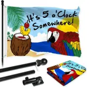 Combo Pack: Flag Pole 6 FT Black Tangle Free & It's 5 O'Clock Somewhere