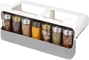 Under-Shelf Spice Rack - Minimalist & Durable - Holds 7 Jars - Easy Installation - Keeps Your Kitchen Organised & Innovative Space-Saving Storage in Cabinets and Pantries. Includes hanging spice rack