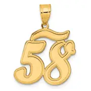 14k Yellow Gold Brushed Border Script Number 58 Pendant