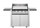 New Beefeater 1600 Series Stainless Steel 4 Burner BBQ & Trolley w/ Side Burner,