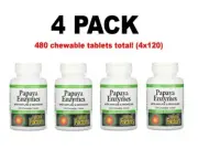 Papaya Enzymes with Amylase & Bromelain, 4 PACK, 120 Chewable Tablets, 480 total
